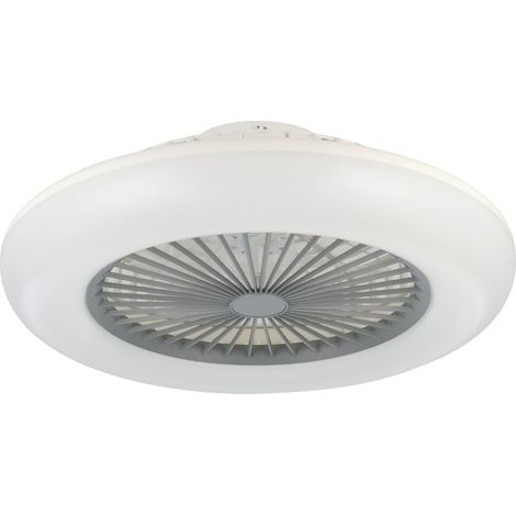 EGLO Deckenventilator mit LED Beleuchtung Sayulita-L, Ventilator Decke dimmbar mit Fernbedienung, Timer, 3 Geschwindigkeiten, Kunststoff in grau-weiß, AC Motor, warmweiß - kaltweiß, Ø 55 cm