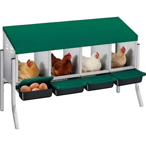 Nido per galline, design antigoccia, installazione flessibile, verde, ventilatore a quattro mani + supporto (1/2)