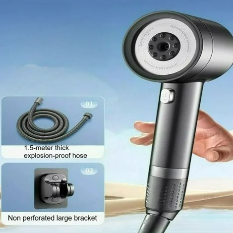 (Ensemble gris anthracite) Pommeau de douche à 4 jets avec filtre, économe en eau, durable et anti-obstruction (1/5)