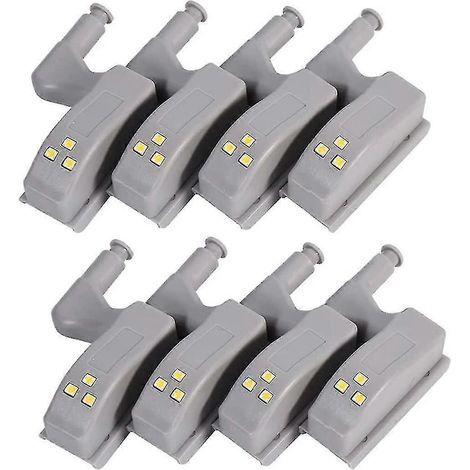 Lot de 8 lampes LED à détecteur de mouvement pour charnières de placards, armoires de cuisine, penderies, veilleuses à détecteur de mouvement - Éclairage blanc chaud Hy (1/5)