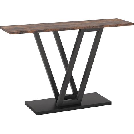 Schmaler Konsolentisch 110 x 30 x 80 cm, schwarz/braun, Metall- und Holzstruktur (1/5)