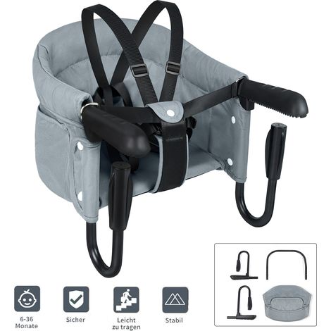 Hochstühle für Babys Hochstuhl Tischsitz für Babys Kinderstuhl Faltbar Kindersitz Sitzerhöhung Babysitz für Kinder von 6 bis 36 Monaten Grau, HENGMEI (1/4)