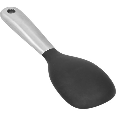 Cuillère à riz en silicone et acier inoxydable antiadhésive avec trou de suspension, ustensile de cuisine (1/5)