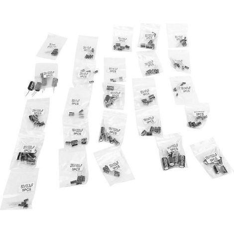 125-teiliges Elektrolytkondensatoren-Set 16 V - 50 V 47 µF - 1000 µF Elektrolytkondensatoren-Sortiment