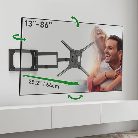 Supporto TV con 4 movimenti da 40" a 80" schermi piatti e curvi - VESA 600x400