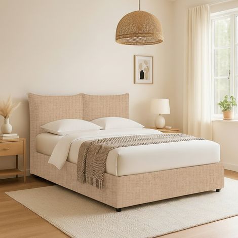 Letto Matrimoniale Uckfield, Sfoderabile, Contenitore Made in Italy, Beige (1/5)