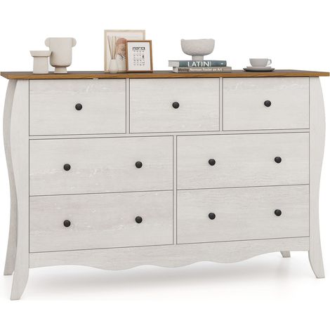 COSTWAY Chest of Drawers 7-Drawer Cabinet Closet Organizer 120x39x78cm-Grey (1/5)