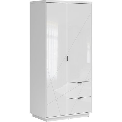 Schrank Sven mit 2 Schubladen und 2 Türen, Weiß, 201cm