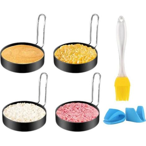 Lot de 4 moules à œufs frits en acier inoxydable, anneaux pour crêpes, omelettes, anneaux pour œufs frits, crêpes, omelettes (1/5)