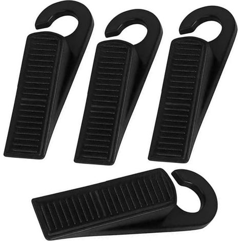 Pack de 4 butées de porte en caoutchouc suspendues - Heavy Duty Wedge design, protection murale et isolation acoustique pour sols épais et planchers, noir (1/5)