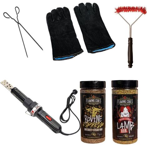 Kit de démarrage pour barbecue : gants, épices, brosse de nettoyage pour gril, allume-feu (1/5)