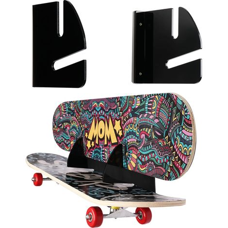Étagère murale pour planche à roulettes - Support de rangement pour skateboard - Cadre à roulement horizontal - Économie d'espace (1/5)