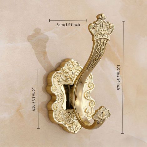 TAISHENGDA – Set aus drei vergoldeten Kronenhaken mit Antik-Finish, inklusive Befestigungsschrauben. Für Handtücher, Schlüssel, Taschen, Hüte und Bademäntel. (1/5)