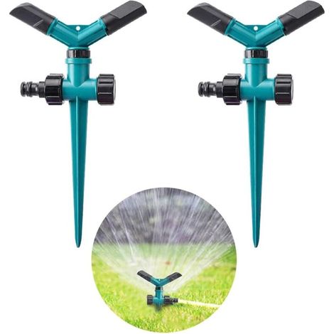 Aspersor de césped con estaca, estaca de riego giratoria, ideal para céspedes, macizos de flores y jardines, fijado de forma segura al suelo, uso móvil L-Crezuo