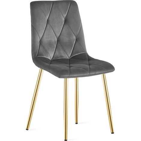 Sedia Libra in velluto grigio scuro con gambe dorate (1/5)