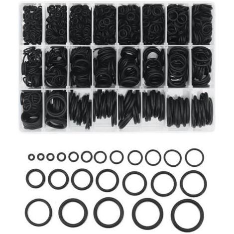 Joints Toriques Kit, 1200 Pcs 24 Tailles Kit Joint Torique Assortiment en Caoutchouc Joint d'Étanchéité Joints Toriques (1/4)