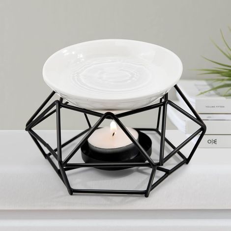 Scaldacera profumato, bruciatore di oli essenziali in ceramica e metallo, diffusore di aromi con portacandele. (1/5)