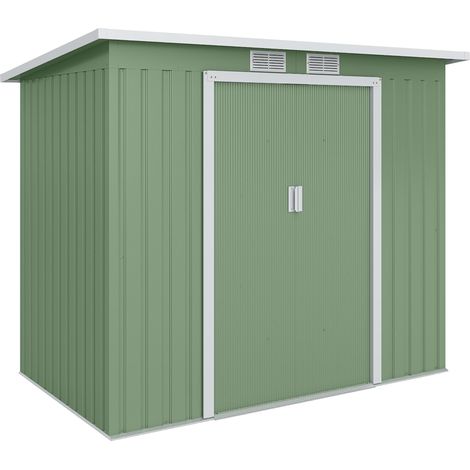 Jardin abrité 2,42m² dans un majestueux avec toit dans une pente cabane dans un jardin abri a outils fondation dans une incluse galvanisée - 2 ports coulissants et fondation - 213 x 130 x 173 cm