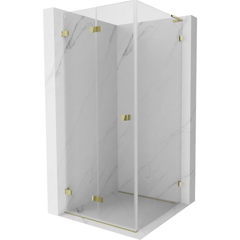 Mexen Lunar-F L Faltduschkabine links 90 x 90 cm, transparent, gold - 836L-090-090-50-00-L (1/5)