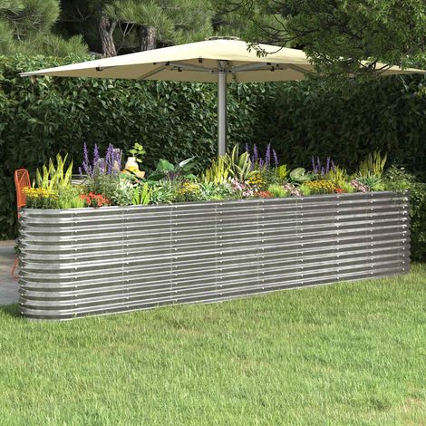 Jardinière - Balconnière à fleurs Acier enduit de poudre 332x40x68cm Argenté BV151425 - BonneVie (1/5)