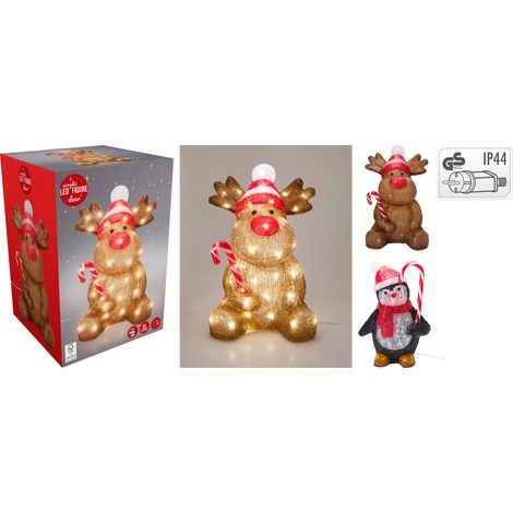 Figura natalizia a LED modello assortito, altezza 40 cm, 50 LED, colori nero/marrone