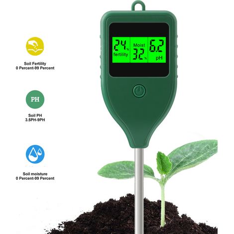 Soil Moisture Meter Professional Moisture Nutrients PH 3 in 1 Soil Tester with Green Backlight for Garden Lawn Farm