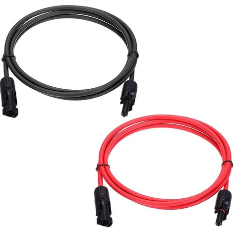 1 Paire Câble D'Extension Pour Panneau Solaire, 10AWG 1000V Mâle À Femelle Câble D'Extension Solaire Étanche, Câble Pour Panneau Solaire Pour RVs, Noir (1/5)
