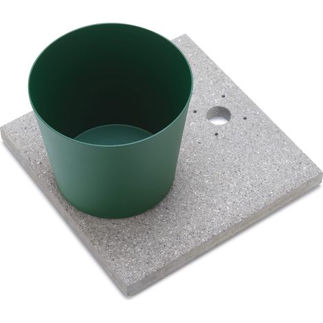 Base con Vaschetta per Fontane con Ghiera Piccola 40x40x5 cm in Cemento Belfer 42/BSE/4 Verde