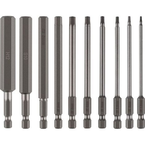 Lot de 10 embouts Allen 100mm – Acier S2 – 6 pans 1,5-12mm – Embouts magnétiques pour vissage profond - 10pcs (1/5)