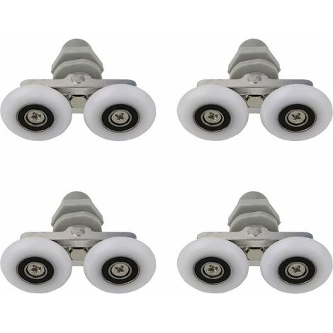 Roulettes Doubles pour Porte de Douche Roulettes pour Porte de Douche Roulettes Coulissantes Porte Salle de Bain Douche Rouleau de Douche de Rechange,Pièces de rechange pour salle de bain 27mm 4 PCS (1/5)