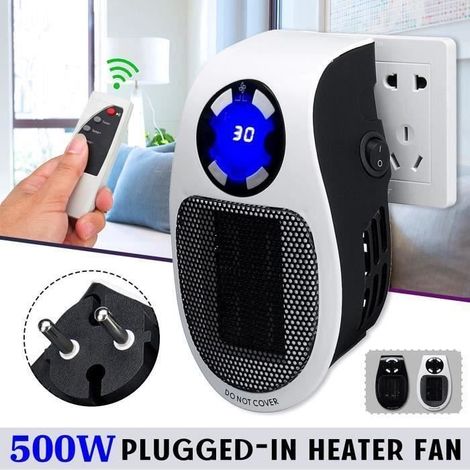 JL Neüfu 500W Mini Chauffage Électrique Soufflant Radiateur Prise Eu Led Télécommande Blanc - JLAVC824AA1881 (1/4)