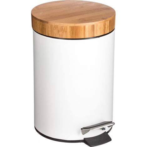 Poubelle en métal Well Home 3L 'Natureo' design bambou Idéale pour salle de bain ou bureau (1/5)