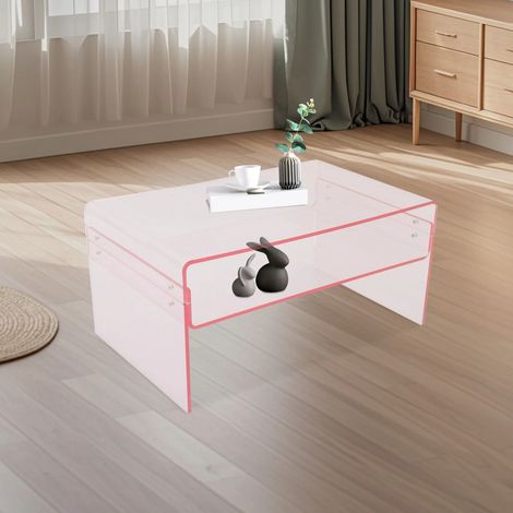 Table d'appoint en acrylique, table basse, table d'appoint à deux niveaux pour canapé, pour Salon, Chambre, bureau, 80 x 50 x 38 cm