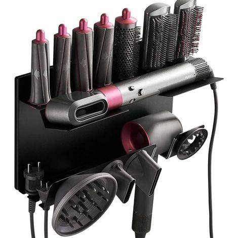 2-in-1-Halterung für Dyson Airwrap Complete und Dyson Supersonic Haartrockner, kein Bohren erforderlich, Dyson Airwrap Halterung mit Schrauben und Kleber, Wandmontage kompatibel mit Dyson Styler Zubeh
