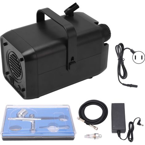 Aérographe professionnel noir, idéal pour la décoration artistique, la pâtisserie et le maquillage DIY. Alimentation : 100-240 V, prise JES. (1/5)