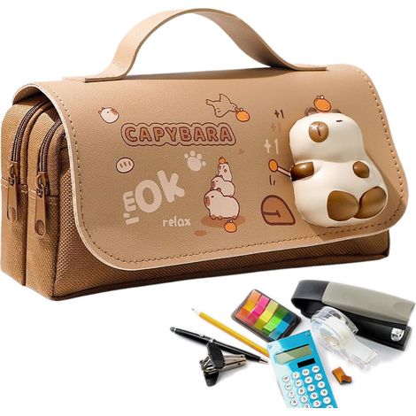 Cute and Aesthetic Pencil Case, Capybara Panda School Pencil