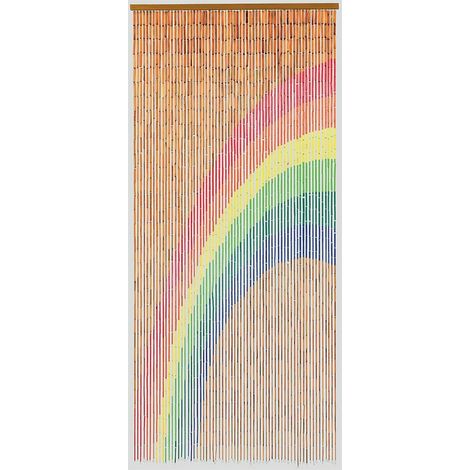 Rideau de porte en bambou peint – Dessin arc-en-ciel – Dimensions 90 x 200 cm – 65 bandes pour décoration intérieure – Morel (1/2)