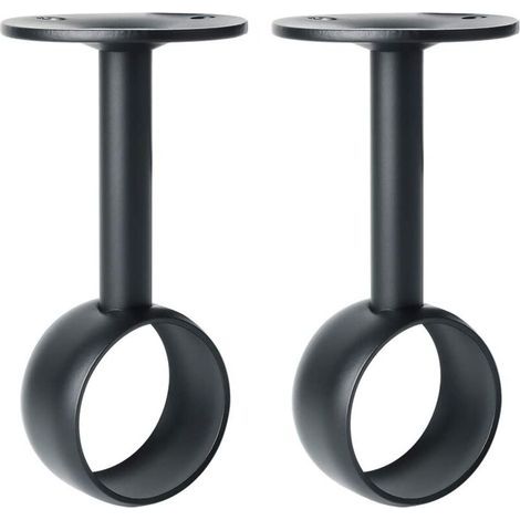 Gardinenstangenhalterung aus mattschwarzem Edelstahl – 32 mm Durchmesser – 2er-Pack – Feuchtigkeitsbeständig für Kleiderschrank und Balkon (1/5)