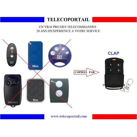 CLAP TELECOMMANDE COPIEUSE MULTIFREQUENCE NICE FLO, VERY VE, ONE, FLOR S, ERA INTI, SMILO (1/2)