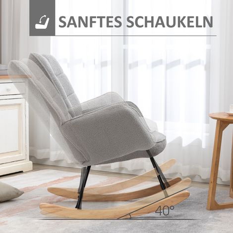 Fauteuil berçant design ergonomique, patins en bois massif, support jusqu'à 120 kg, gris clair (1/4)