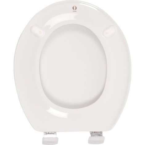 Olfa – Abattant WC traditionnel double blanc – Bois réticulé – Fixations inox – Angle d'ouverture 180° – Hygiène parfaite