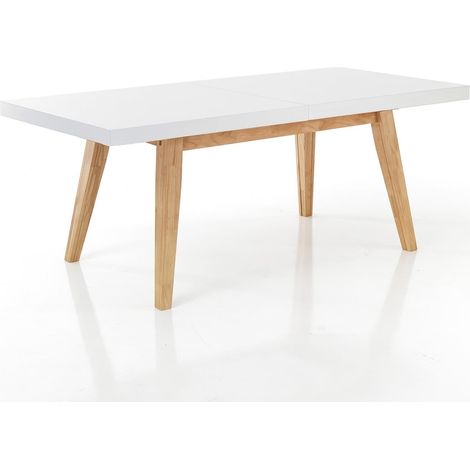 Tavolo allungabile effetto legno laccato bianco cm. H.78xP.85xL.180 (1/3)