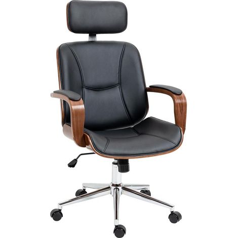 Fauteuil bureau noir simili cuir inclinable appui‑tête amovible 110‑120 cm design professionnel confort (1/5)