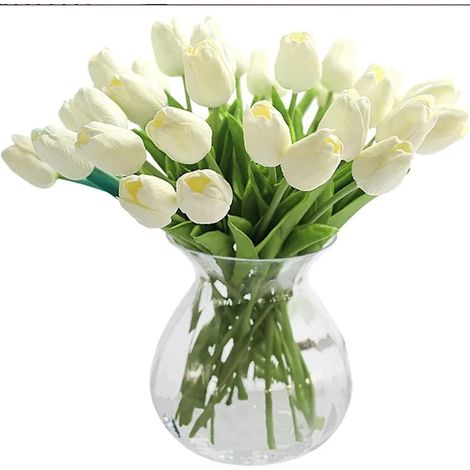 20 künstliche weiße Latextulpen für Hochzeiten und als Dekoration für drinnen oder im Garten.