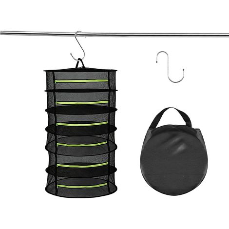 Séchoir à herbes 6 couches à suspendre  Petit filet de séchage pliable avec fermeture éclair pour plantes, légumes et herbes aromatiques (1/5)