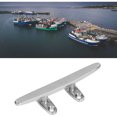 Bornes d'amarrage plates légères en acier inoxydable 316, bornes d'amarrage à corne, accessoires pour bateaux à moteur, yachts et autres embarcations, 12,7 cm (5 pouces). (1/5)