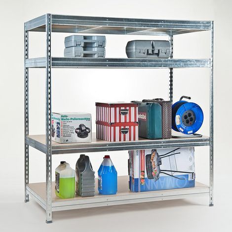 Étagère charge lourde Tôle d'acier 4 Étages Galvanise 200 x 180 x 60 cm Charge Max : 1600 kg (1/5)