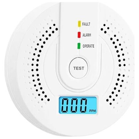 Rilevatore di monossido di carbonio, allarme monitor gas CO, rilevatore di sensore CO alimentato a batterie AA con display digitale a LED per casa, serbatoio, pulsante di test (1/4)