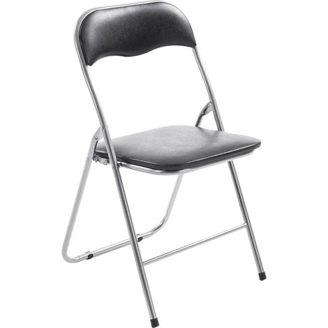 Silla de cocina plegable negra con patas de metal cromado MED10006 (1/4)