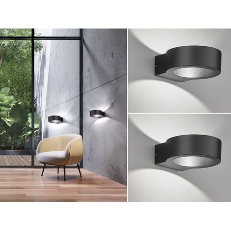 LED Außenwandleuchten 2er SET Schwarz mit Up and Down Licht - 15cm breit (1/5)